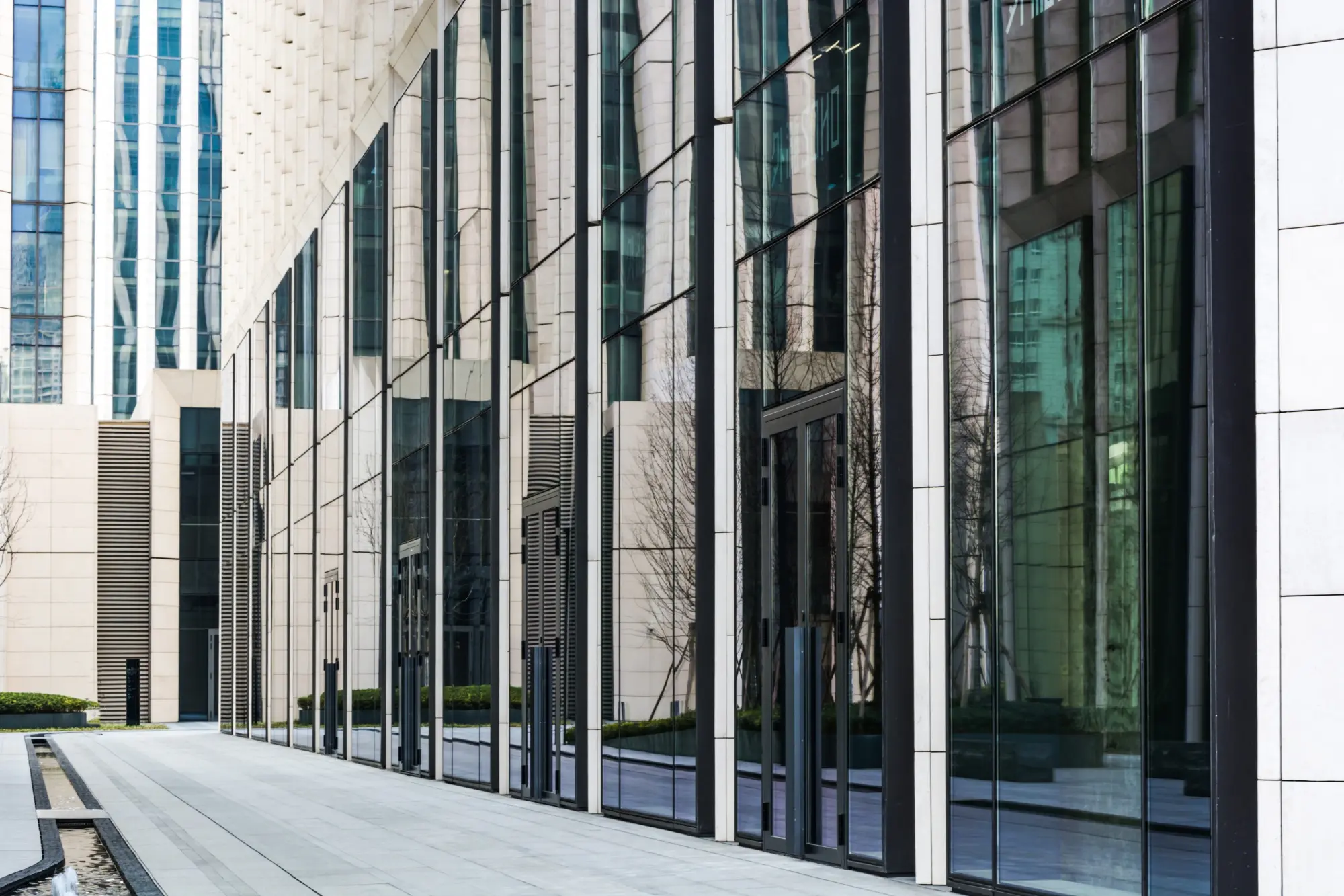 Modern commercial glass storefront facade